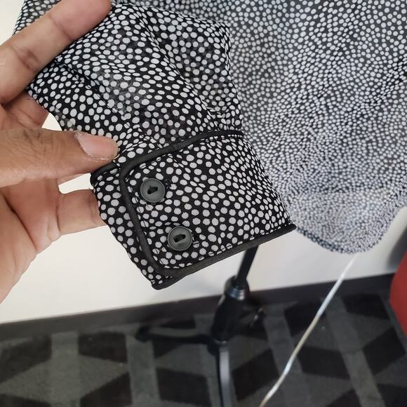 Darjoni Women's Black Polka Dots Sheer Long Sleeve Blouse Size M - Picture 3 of 5